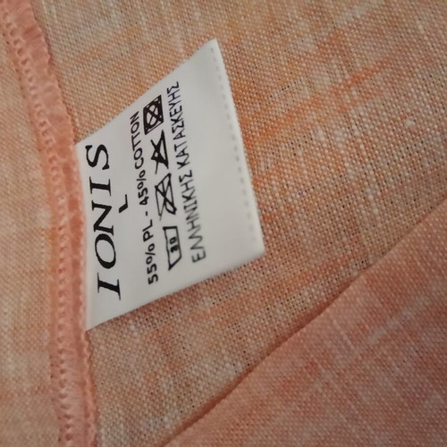 Loose blouse with V neck, like new, size L, salmon color, linen look