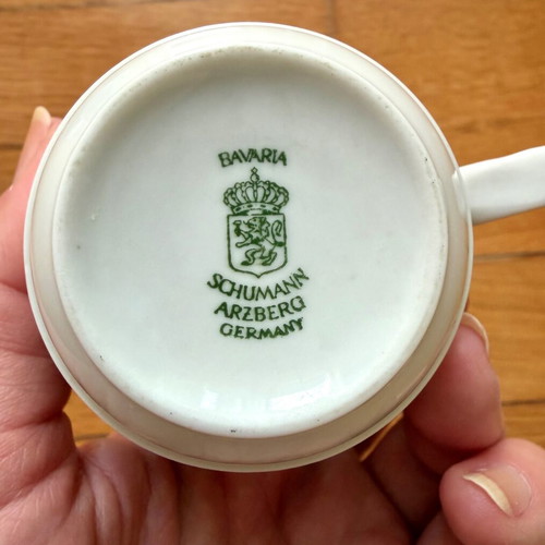 Bavaria Schumann Arzberg Coffee Cup used, white with green flowers