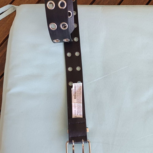Bershka Black Wide Belt with Metal Eyelets and Double Buckle New