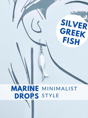 Fish-shaped dangling earrings new, silver