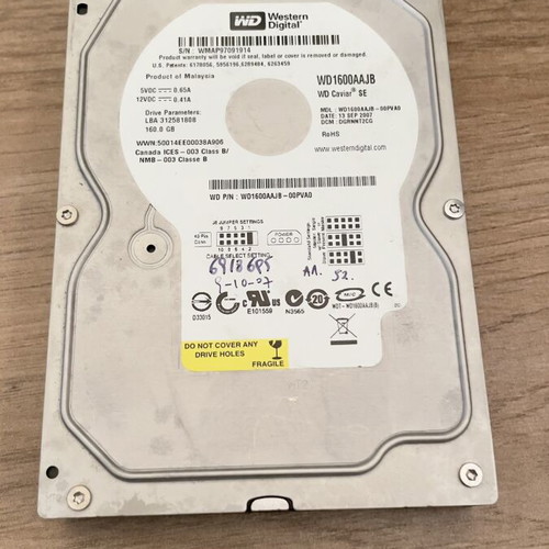 Western Digital HDD IDE 160GB used, 100% health