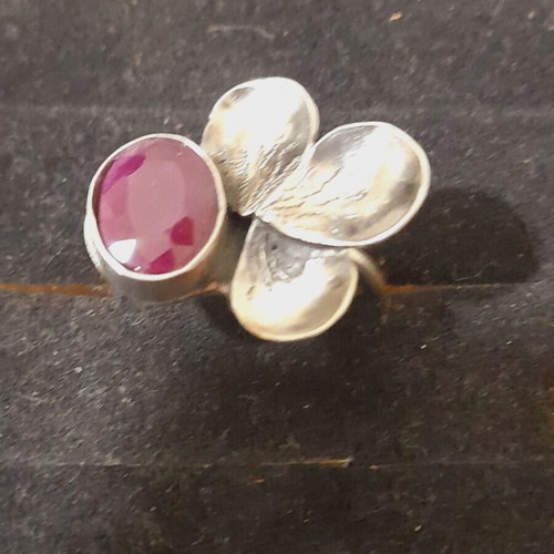 Handmade silver ring 925 with semi-precious stone and opening shank, new