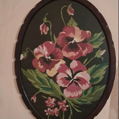 Handmade embroidered floral frame 40×35 cm, like new