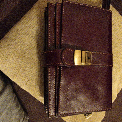 Kouros men's leather bag new, burgundy and brown