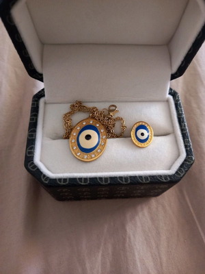 Evil Eye Pendant New With 25cm Chain And Matching Earring