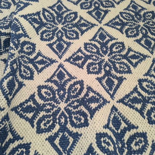 Handmade rug from India like new, blue and white