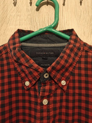 Tommy Hilfiger Cotton Checked Shirt used, red, size L