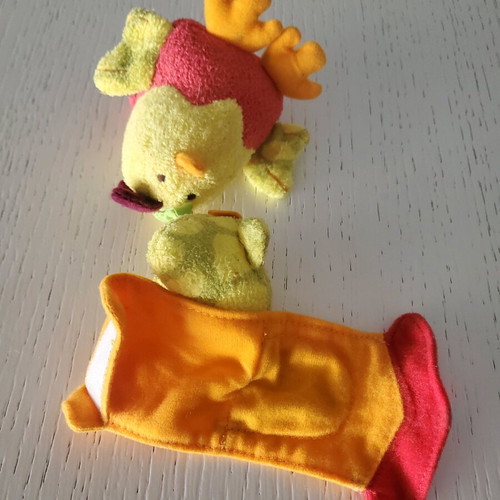 Mothercare plush chicken rattle like new with velcro