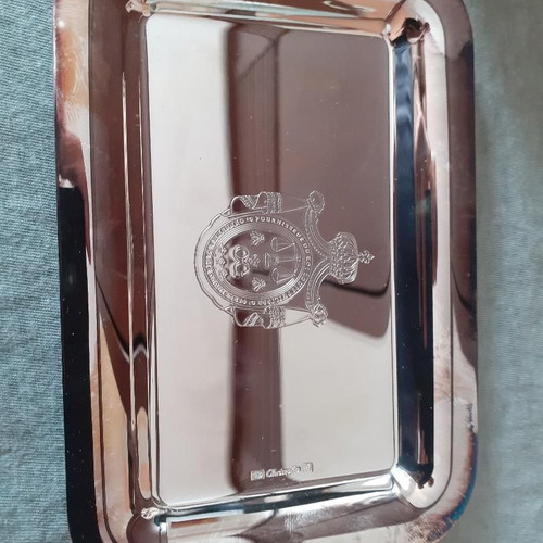 Silver-Plated Rectangular Tray Christofle new, engraved, 10x15 cm