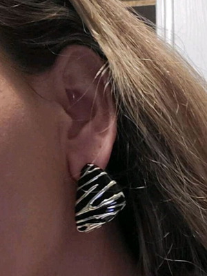 Steel earrings new, black and gold