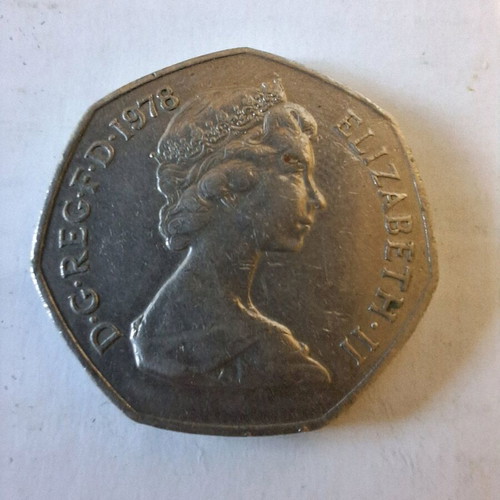 50 New Pence Coin used, United Kingdom 1978