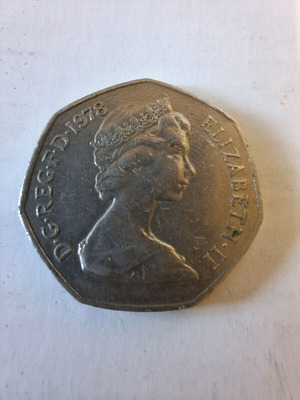50 New Pence Coin used, United Kingdom 1978