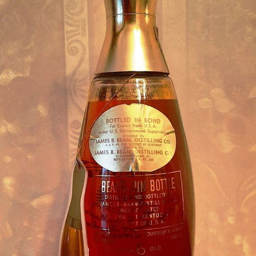 Jim Beam Pin Bottle 6 years old from 1970s used, opened but intact