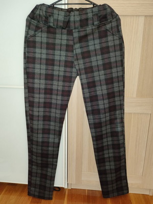 Trousers plaid black and grey size L like new