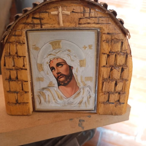 Small handmade wooden icon stand