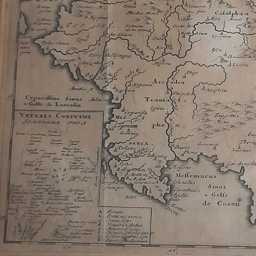 Two authentic engravings used with maps of Peloponnese and the hermit route