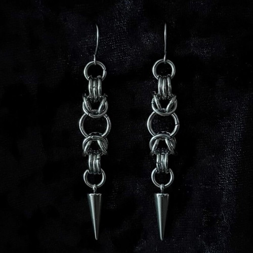 Chainmail earrings new, handmade stainless steel silver