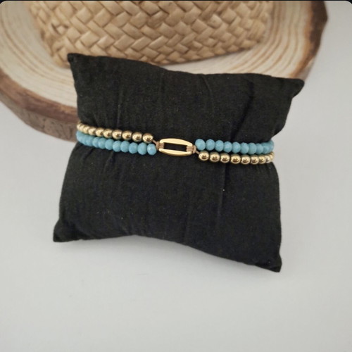 Double bracelet with crystals and hematite like new, turquoise and gold
