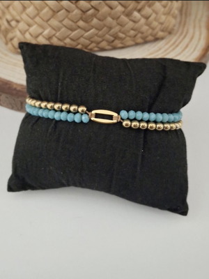 Double bracelet with crystals and hematite like new, turquoise and gold
