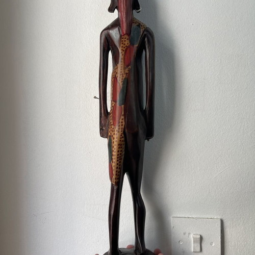Vintage African wooden statues set of 2, handcrafted, used