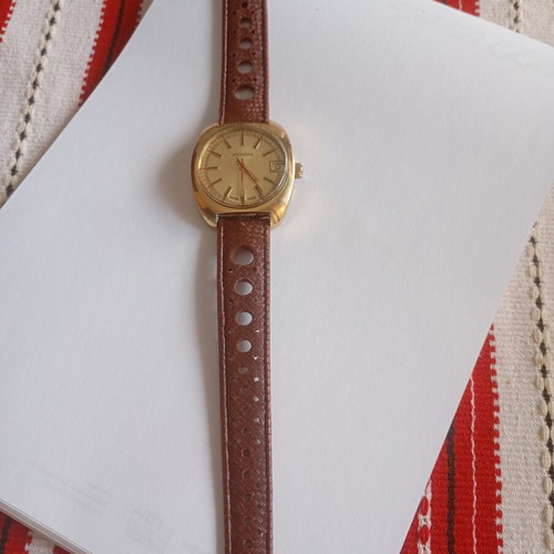 Montia vintage Swiss made wristwatch used with gold-plated strap