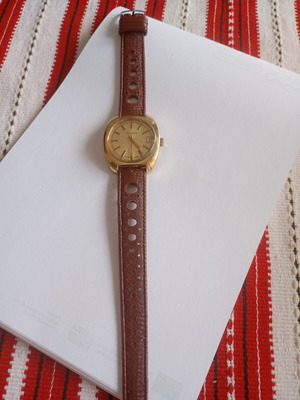 Montia vintage Swiss made wristwatch used with gold-plated strap