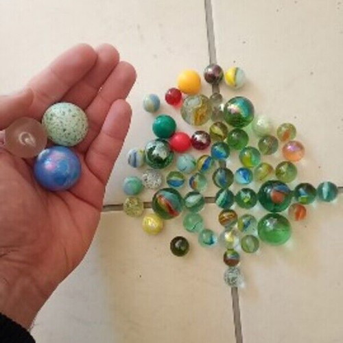 Vintage marbles and glass marbles, pack of 58