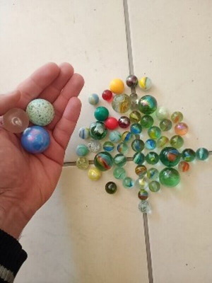 Vintage marbles and glass marbles, pack of 58