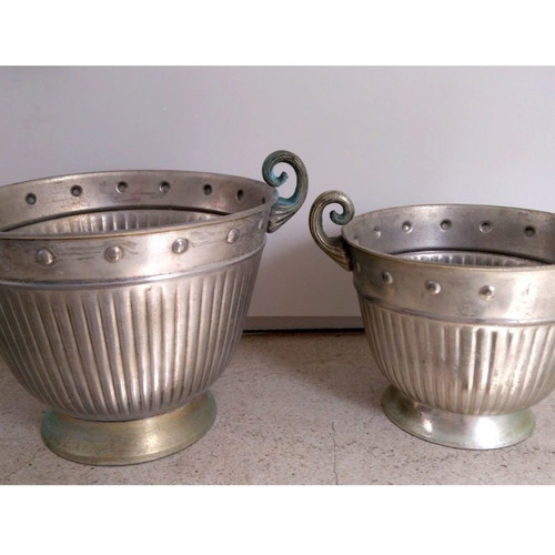 Vintage Indian Metal Planters / Pots
