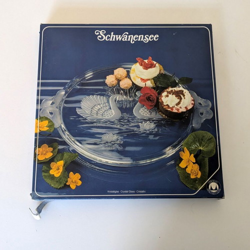 Schwanensee crystal glass serving tray used, 33cm