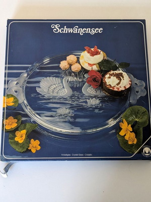 Schwanensee crystal glass serving tray used, 33cm