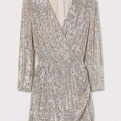 H&M Sequin playsuit silver with sequins like new, size 34