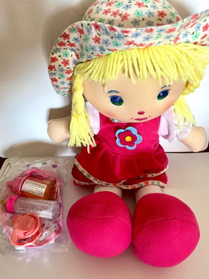 Doll feeding set with cloth doll gift new