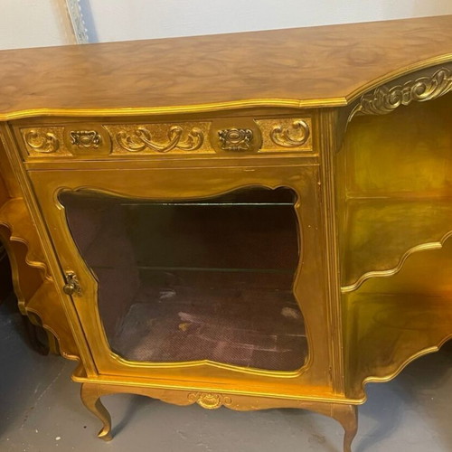 Wooden buffet console with Louis XV style and gilt finish