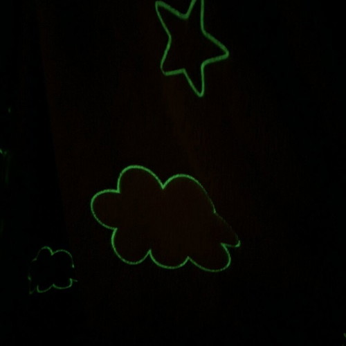 Grey baby fleece blanket with glowing stars and clouds like new