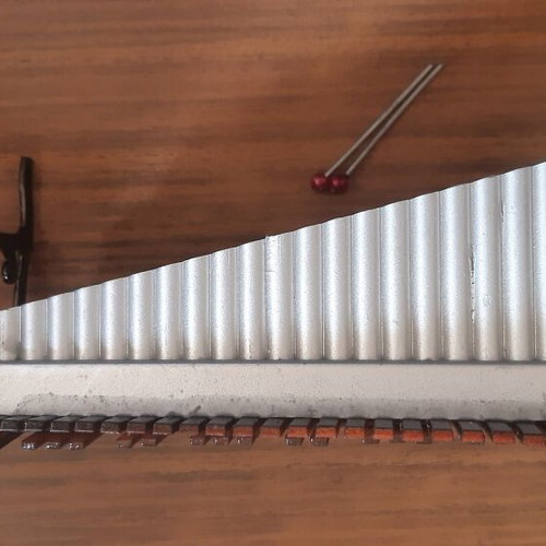 Set of musical instruments like new, wooden and metal miniatures