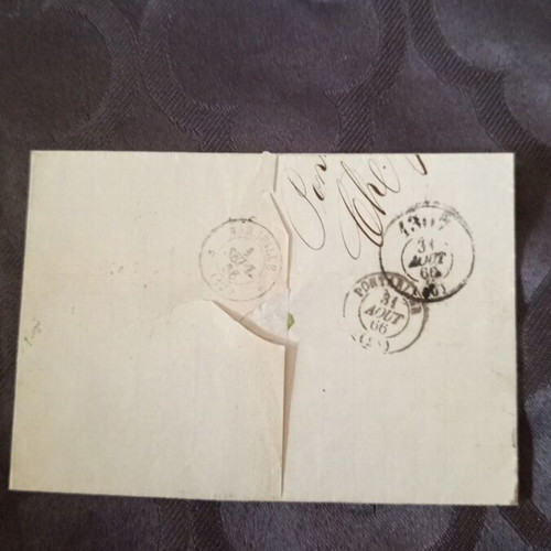 French letter from 1866 used with Prat vermouth stamps