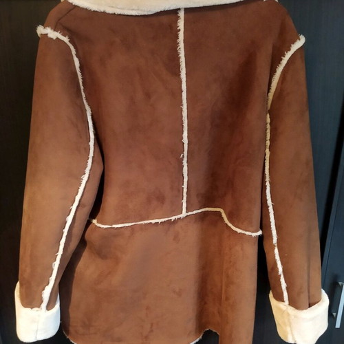 Coat with fur like new, size XL/48, brown