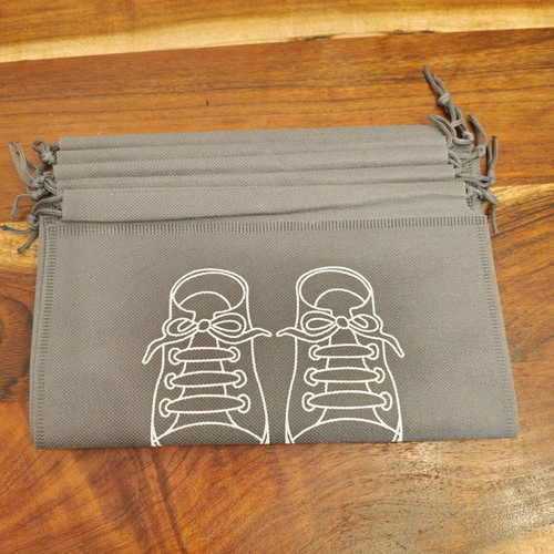 Shoe storage bags new, set of 5, grey with window