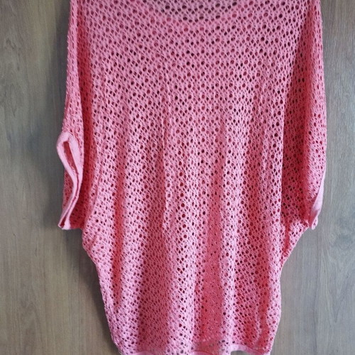 Women's mesh blouse used, pink coral, one size