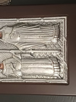 Silver Icon of Constantine and Helen 925, like new, wooden frame 24cm