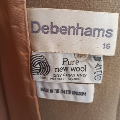 Debenhams coat from England like new, 100% pure new wool, beige