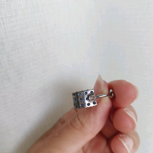Navel piercing silver with blue stones, like new, 925 silver