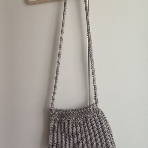 Handmade knitted grey crossbody bag