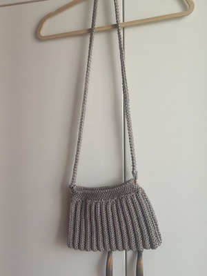 Handmade knitted grey crossbody bag
