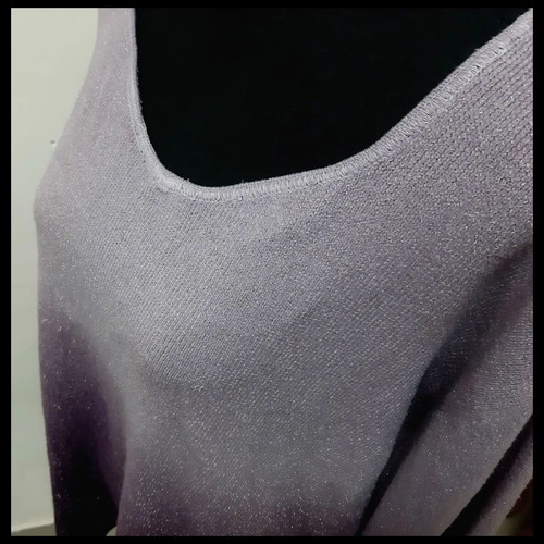 Vintage Oversize Pullover used, purple melange, 70s/80s maxi fit