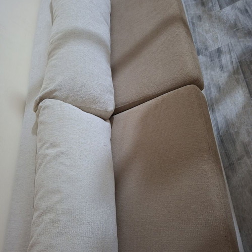Living room sofa 3-seater brown beige