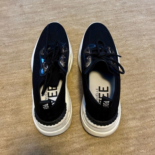Emanuelle Vee sneakers black with strass and chunky sole like new, size 41