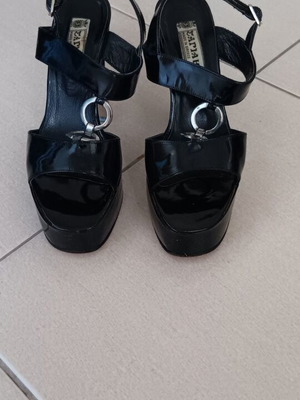 Sagiakos patent leather platform sandals black like new size 38