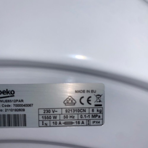 Beko washing machine 6kg 1000 rpm used